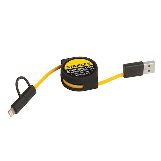 Retractable combo cable for lighting and micro usb.