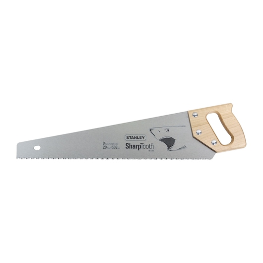 Right profile of 20 inch sharp tooth hand saw.