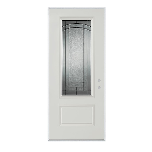 Chatham 3 quarter lite 1-panel painted steel prehung right hand entry door.