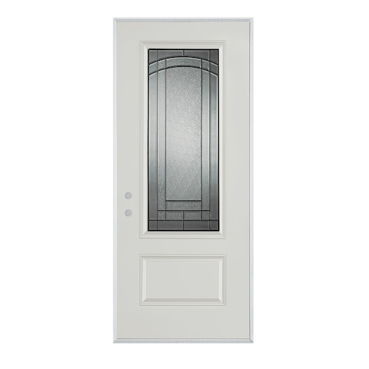 Right profile of chatham 3 quarter lite 1-panel painted steel prehung right hand entry door.