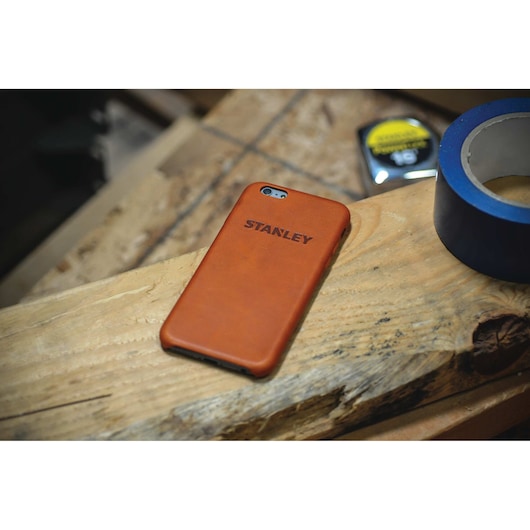Genuine leather case for i phone 6 plus or 6 S plus on a table.