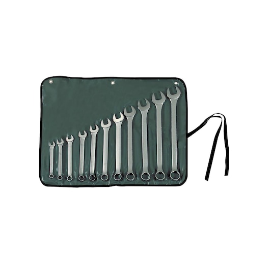 11 piece Combination Wrench Set S A E in tool pouch.