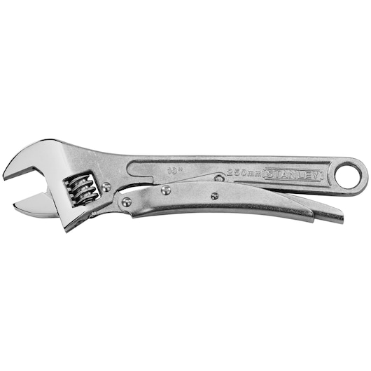 Profile of 10 inch Max Grip Locking Adjustable Wrench.