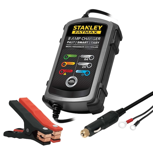 8 Amp battery charger and maintainer charging.
