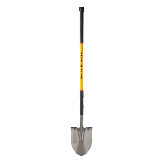 Fatmax fiberglass handle round point shovel.
