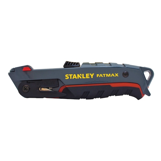 Right profile of fatmax premium auto retract top slide safety knife.