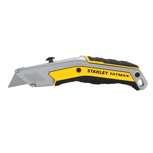 Left profile of 7 and quarter inch fatmax exo change retractable knife.