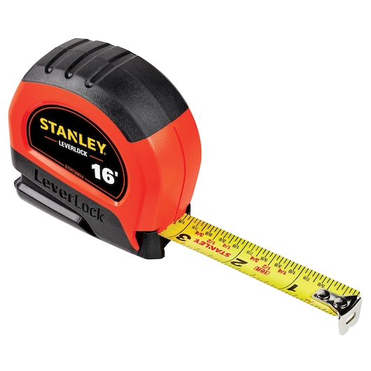 16 Feet HIGH VISIBILITY LEVER LOCK tape measure.