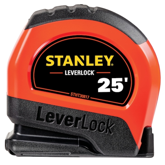 25 FOOT HIGH VISIBILITY LEVER LOCK TAPE MEASURE.