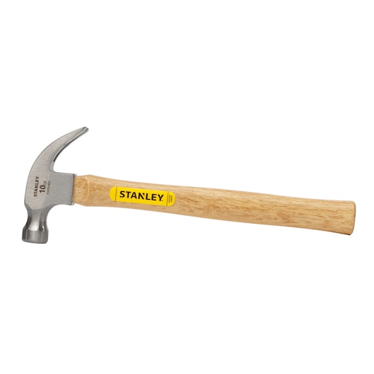 Profile of 10 Ounce CURVED CLAW WOOD HANDLE HAMMER.
