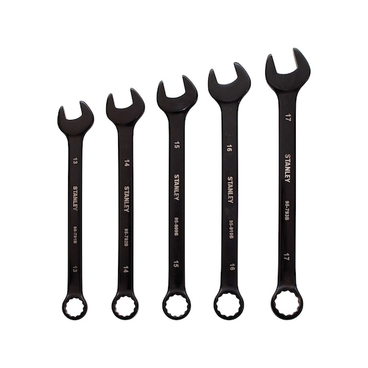 5 pc Black Chrome Combination Wrench Set
